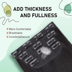 Long Straight Hair Extensions 8 cm Clip In Natural Synthetic Wig