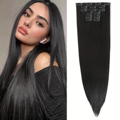 Long Straight Hair Extensions 8 cm Clip In Natural Synthetic Wig
