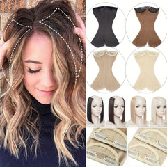 Invisible Short Hair Pad Clip In Hair Extensions Natural Synthetic Hairpiece