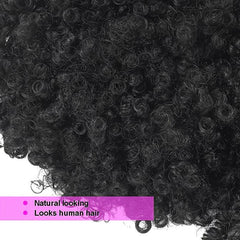 Afro Curly Ponytail Hair Bun 25.4cm Drawstring Extension with Bang Clip-In 1PC