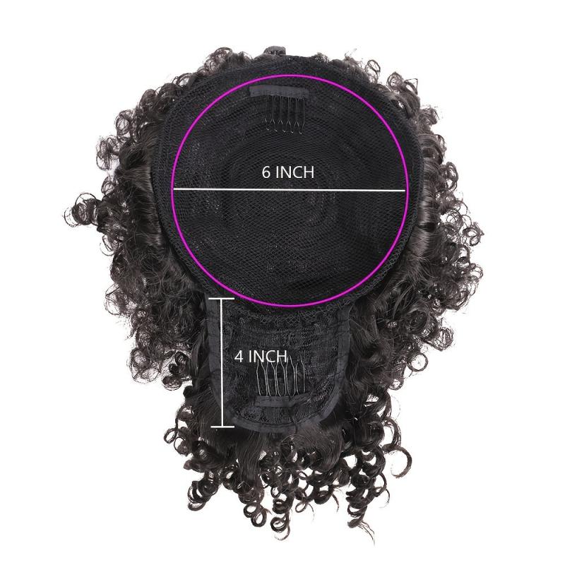 Afro Curly Ponytail Hair Bun 25.4cm Drawstring Extension with Bang Clip-In 1PC