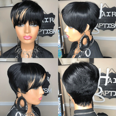 Short Pixie Cut Synthetic Wig With Bangs Heat Resistant