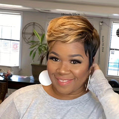 Short Pixie Cut Synthetic Wig With Bangs Heat Resistant