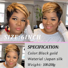 Short Pixie Cut Synthetic Wig With Bangs Heat Resistant