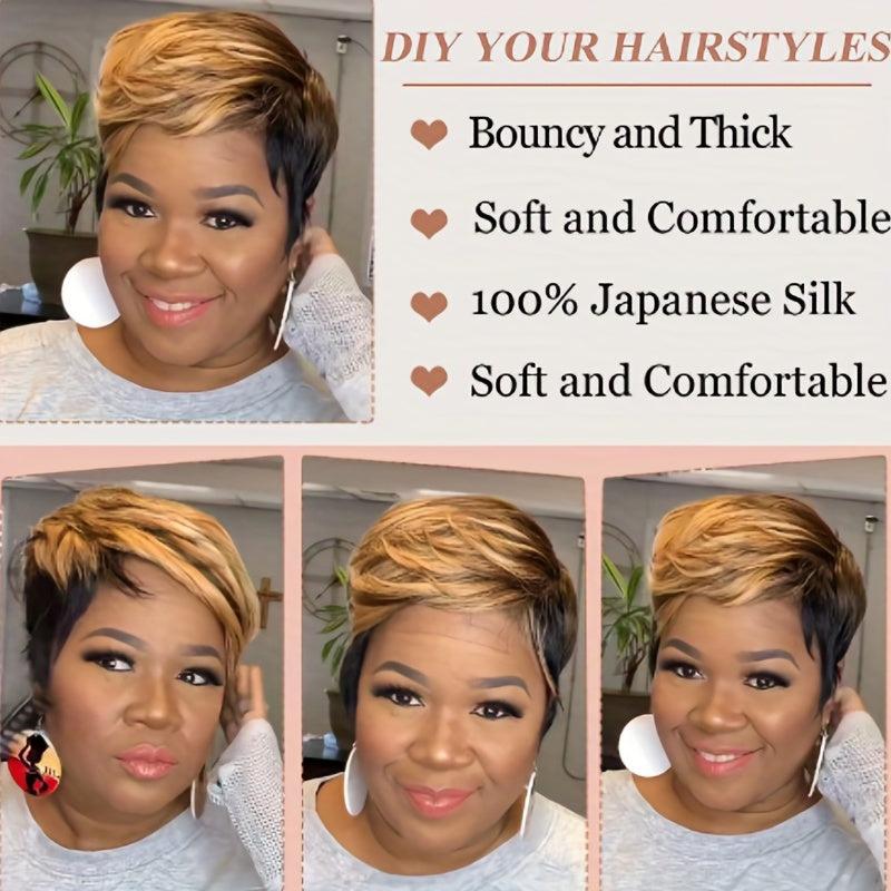 Short Pixie Cut Synthetic Wig With Bangs Heat Resistant