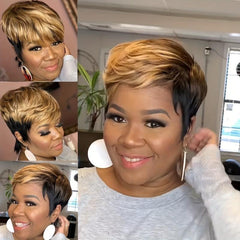 Short Pixie Cut Synthetic Wig With Bangs Heat Resistant