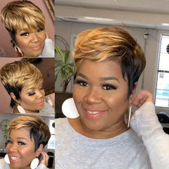 Short Pixie Cut Synthetic Wig With Bangs Heat Resistant