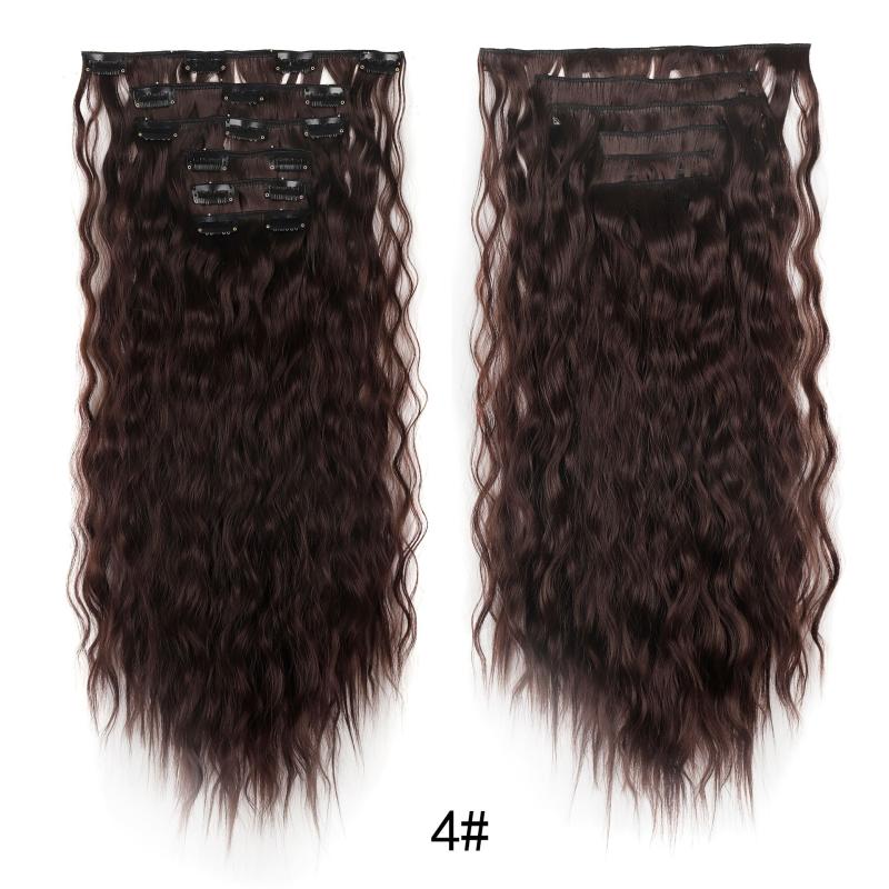 6 Pcs Set Synthetic Hair Clip In Long Wavy Hair Extensions Ombre Hairpieces