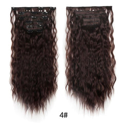 6 Pcs Set Synthetic Hair Clip In Long Wavy Hair Extensions Ombre Hairpieces