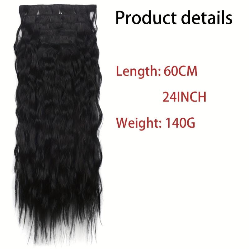 6 Pcs Set Synthetic Hair Clip In Long Wavy Hair Extensions Ombre Hairpieces