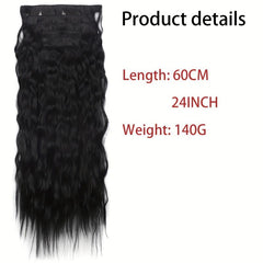 6 Pcs Set Synthetic Hair Clip In Long Wavy Hair Extensions Ombre Hairpieces