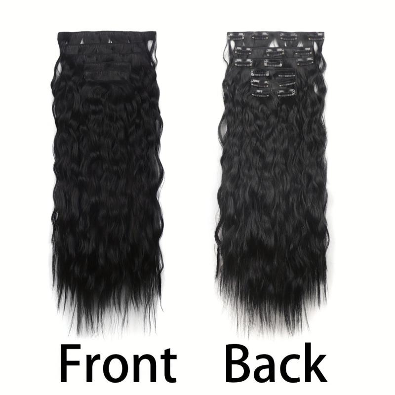 6 Pcs Set Synthetic Hair Clip In Long Wavy Hair Extensions Ombre Hairpieces