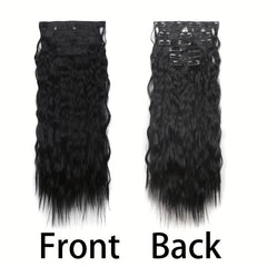 6 Pcs Set Synthetic Hair Clip In Long Wavy Hair Extensions Ombre Hairpieces