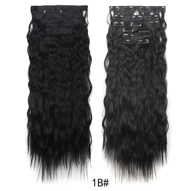 6 Pcs Set Synthetic Hair Clip In Long Wavy Hair Extensions Ombre Hairpieces
