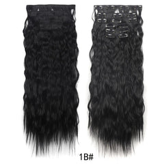 6 Pcs Set Synthetic Hair Clip In Long Wavy Hair Extensions Ombre Hairpieces