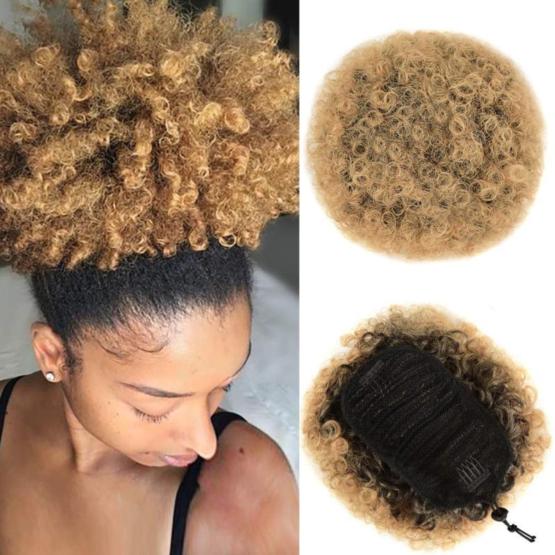 Short Synthetic Afro Puff Ponytail Extension Chignon Hairpieces