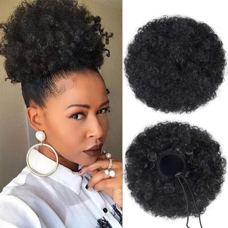 Short Synthetic Afro Puff Ponytail Extension Chignon Hairpieces
