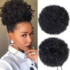 Short Synthetic Afro Puff Ponytail Extension Chignon Hairpieces