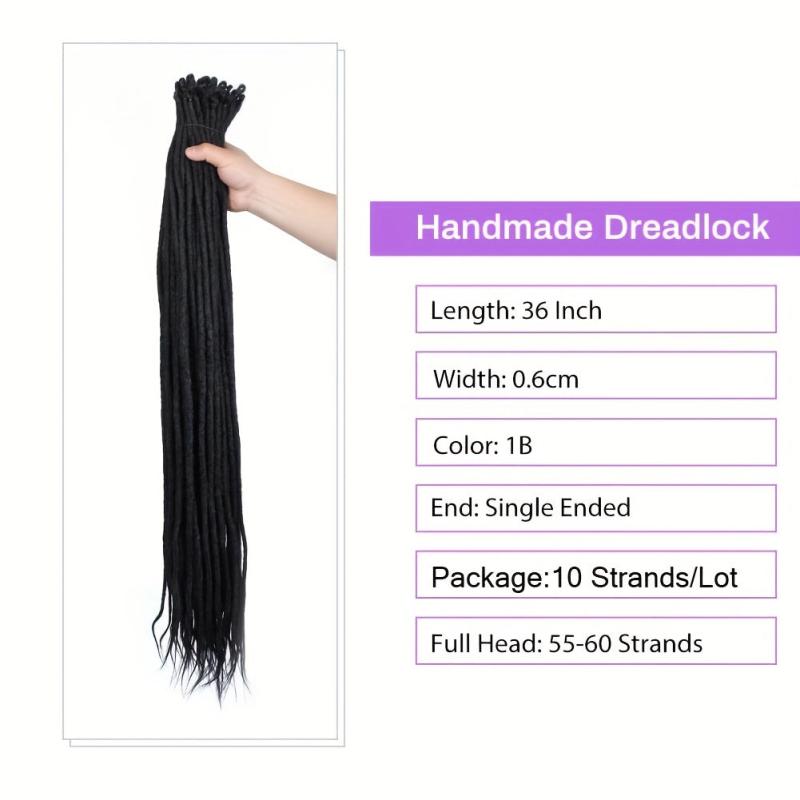 10 Strands 36 Dreadlocks Extension Soft Synthetic Crochet Hair Long Reggae Style