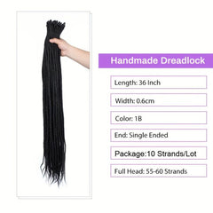 10 Strands 36 Dreadlocks Extension Soft Synthetic Crochet Hair Long Reggae Style