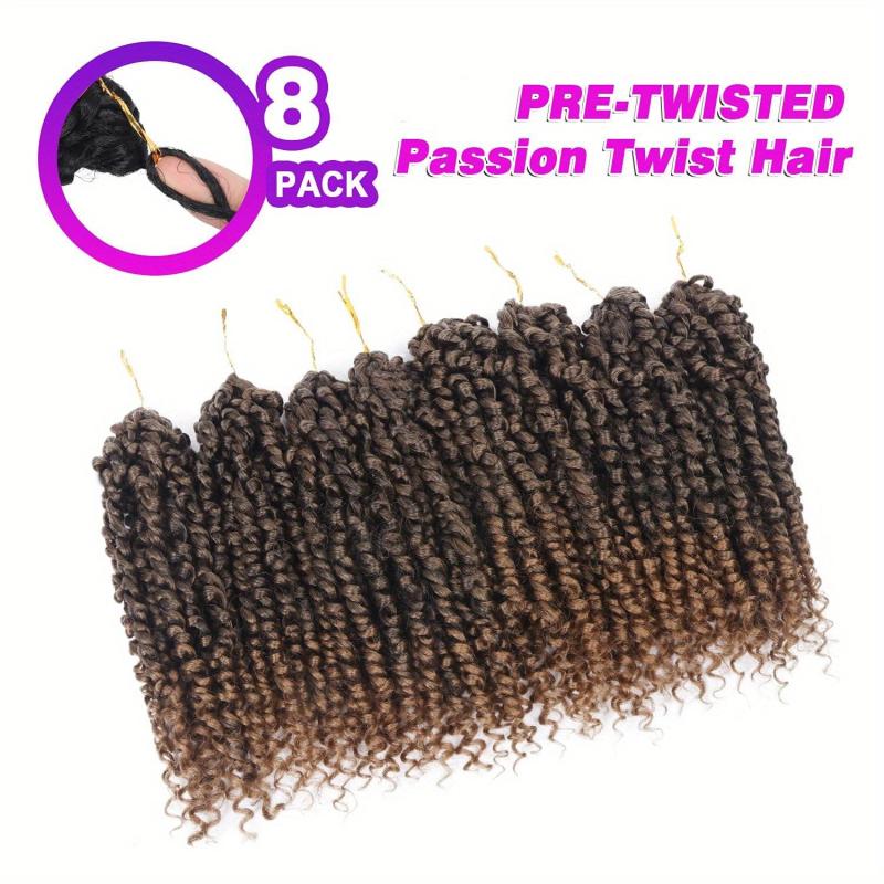 8pck Pre twisted Crochet Passion Twist Hair Extensions Ombre Short Crochet Bra