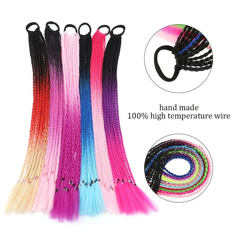 Colorful Braids Hair Extensions High Temp Fiber Synthetic Bands