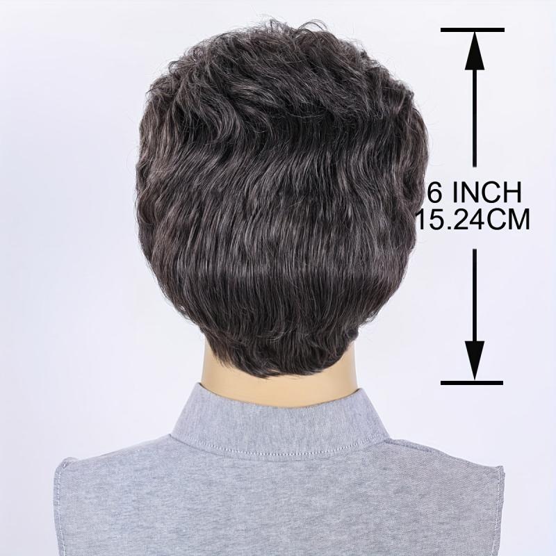 Men's Short Straight Wig Diagonal Bangs Synthetic Wig