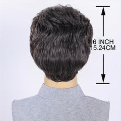 Men's Short Straight Wig Diagonal Bangs Synthetic Wig