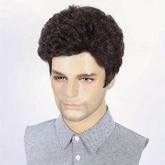 Men's Short Straight Wig Diagonal Bangs Synthetic Wig