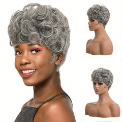 Short Curly Pixie Cut Synthetic Wigs For Women Natural Daily Party