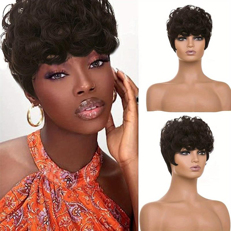 Short Curly Pixie Cut Synthetic Wigs For Women Natural Daily Party