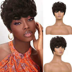Short Curly Pixie Cut Synthetic Wigs For Women Natural Daily Party