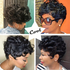 Short Curly Pixie Cut Synthetic Wigs For Women Natural Daily Party