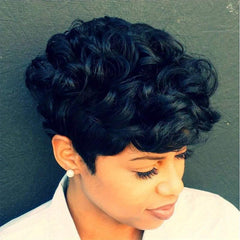 Short Curly Pixie Cut Synthetic Wigs For Women Natural Daily Party