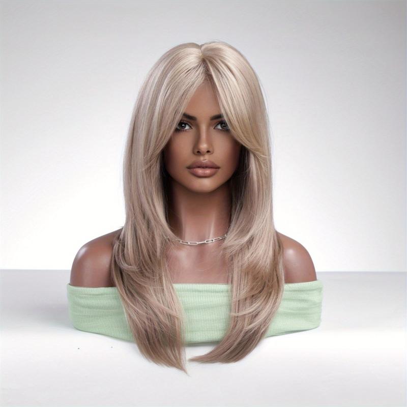 Layered Gradient Gray Brown Hair Wig for Women 55 88 Cm