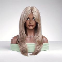 Layered Gradient Gray Brown Hair Wig for Women 55 88 Cm