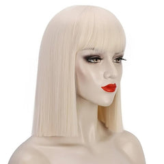 613 Blonde Synthetic Short Bob Wigs With Bangs