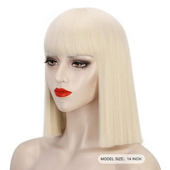 613 Blonde Synthetic Short Bob Wigs With Bangs