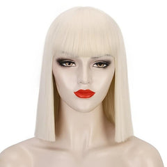 613 Blonde Synthetic Short Bob Wigs With Bangs