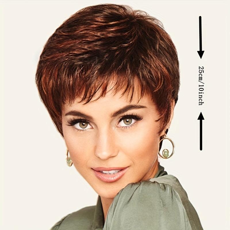 Heat Resistant Pixie Cut Wig with Bangs for Women Short Synthetic Hair
