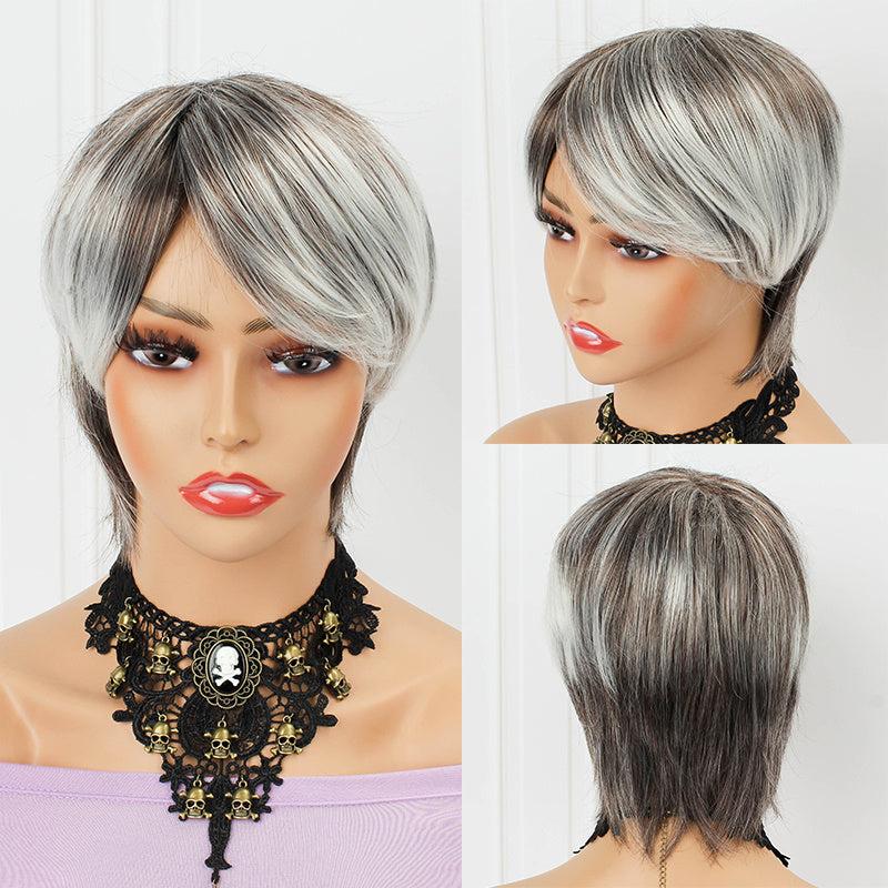 Heat Resistant Pixie Cut Wig with Bangs for Women Short Synthetic Hair