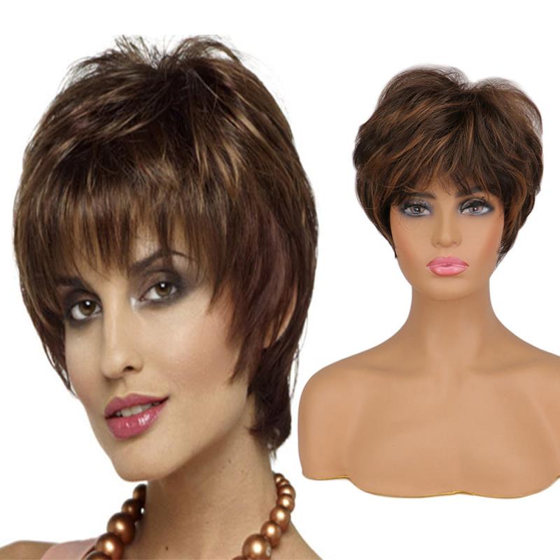 Heat Resistant Pixie Cut Wig with Bangs for Women Short Synthetic Hair
