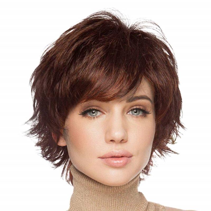 Heat Resistant Pixie Cut Wig with Bangs for Women Short Synthetic Hair