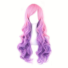 Gemini Long Curly Synthetic Wig with Bangs for Halloween Cosplay Party