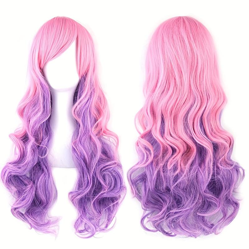 Gemini Long Curly Synthetic Wig with Bangs for Halloween Cosplay Party
