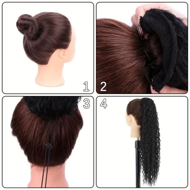 Long Curly Wavy Ponytail Hair Extensions Synthetic Drawstring Ponytail 66 04 Cm