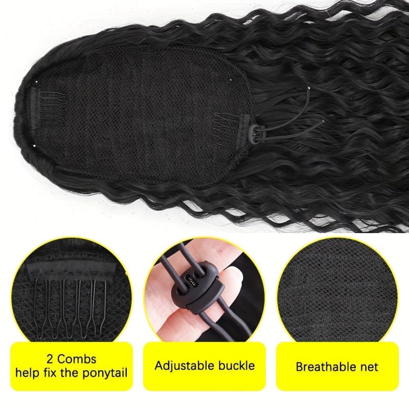 Long Curly Wavy Ponytail Hair Extensions Synthetic Drawstring Ponytail 66 04 Cm