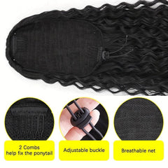 Long Curly Wavy Ponytail Hair Extensions Synthetic Drawstring Ponytail 66 04 Cm