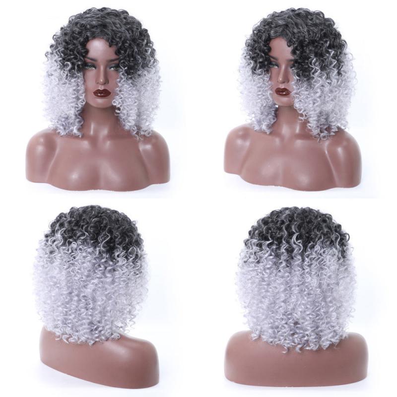 Curly Afro Wig Short Shoulder Length Synthetic Hair Wigs for Women