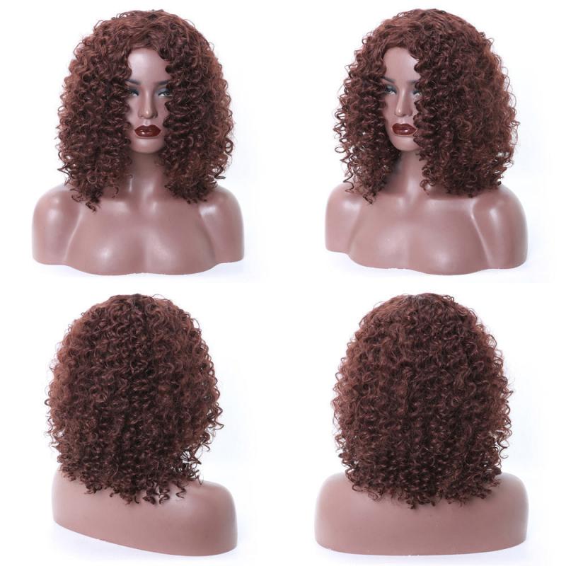 Curly Afro Wig Short Shoulder Length Synthetic Hair Wigs for Women